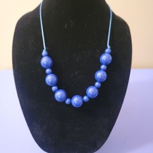 Bright blue beaded necklace
